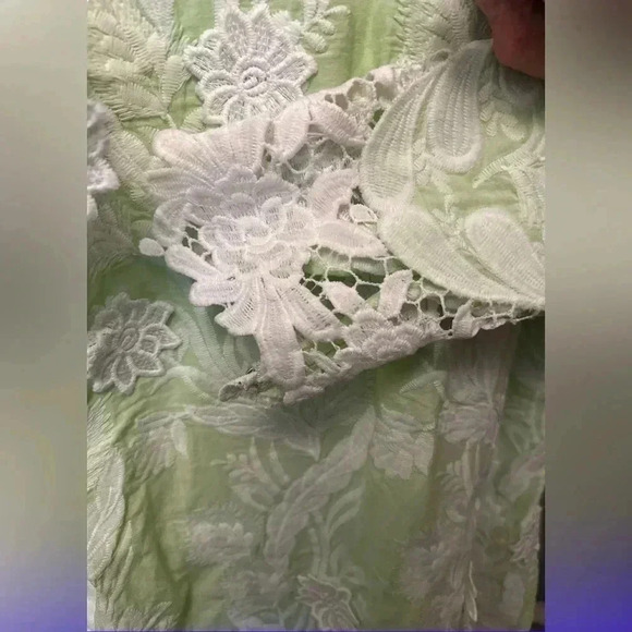 3/$20. Indian tunic green with floral lace applicay detail side slip hand made - Picture 5 of 10